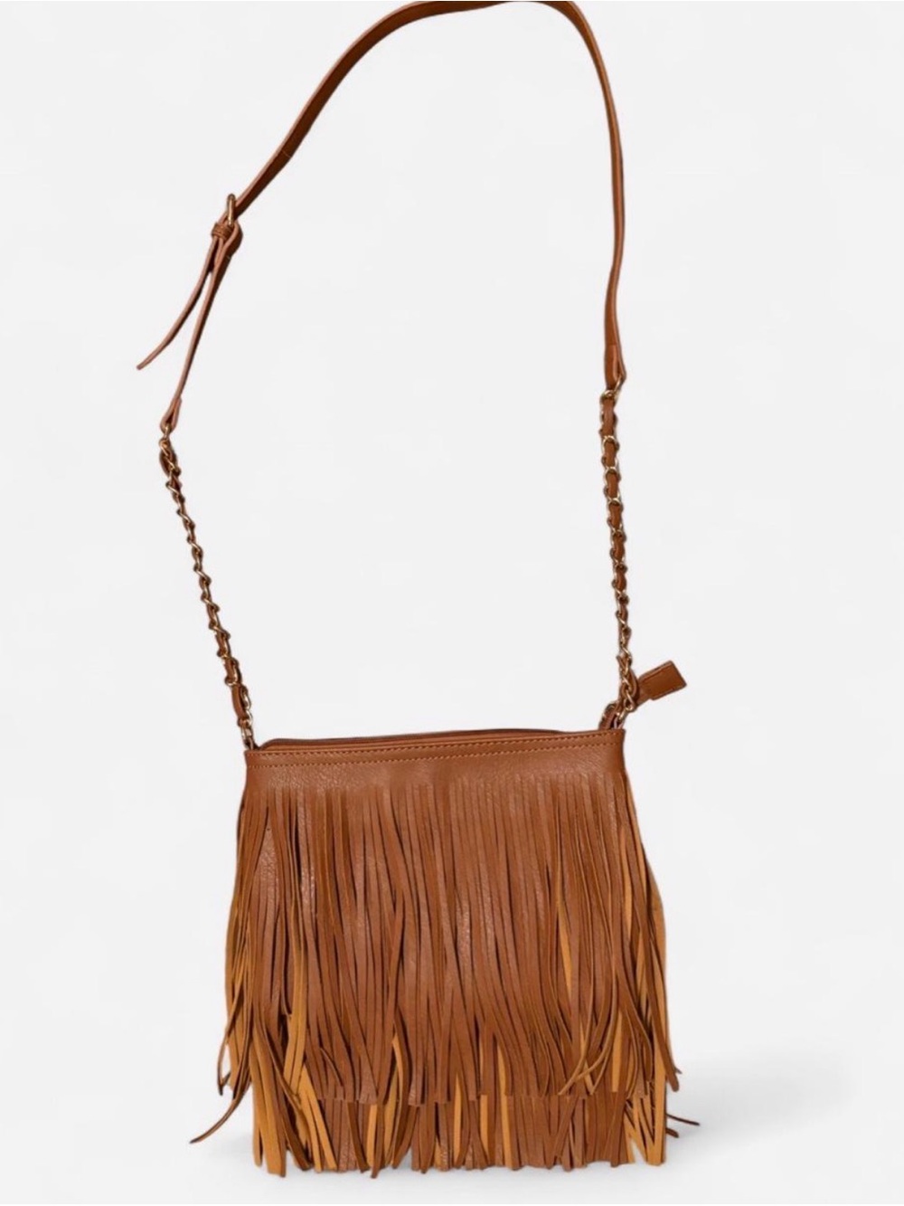 Fringe Crossbody Bag - Brown Leather